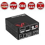 HDMI 2.0 Audio Extractor Converter, 4K@60Hz HDR10 HDCP2.2 HDMI to Optical Toslink SPDIF + RCA(L/R) Stereo Analog Output, 5.1CH Repeater Splitter for Speaker Amplifier soundbar, Dobly Vision, CEC