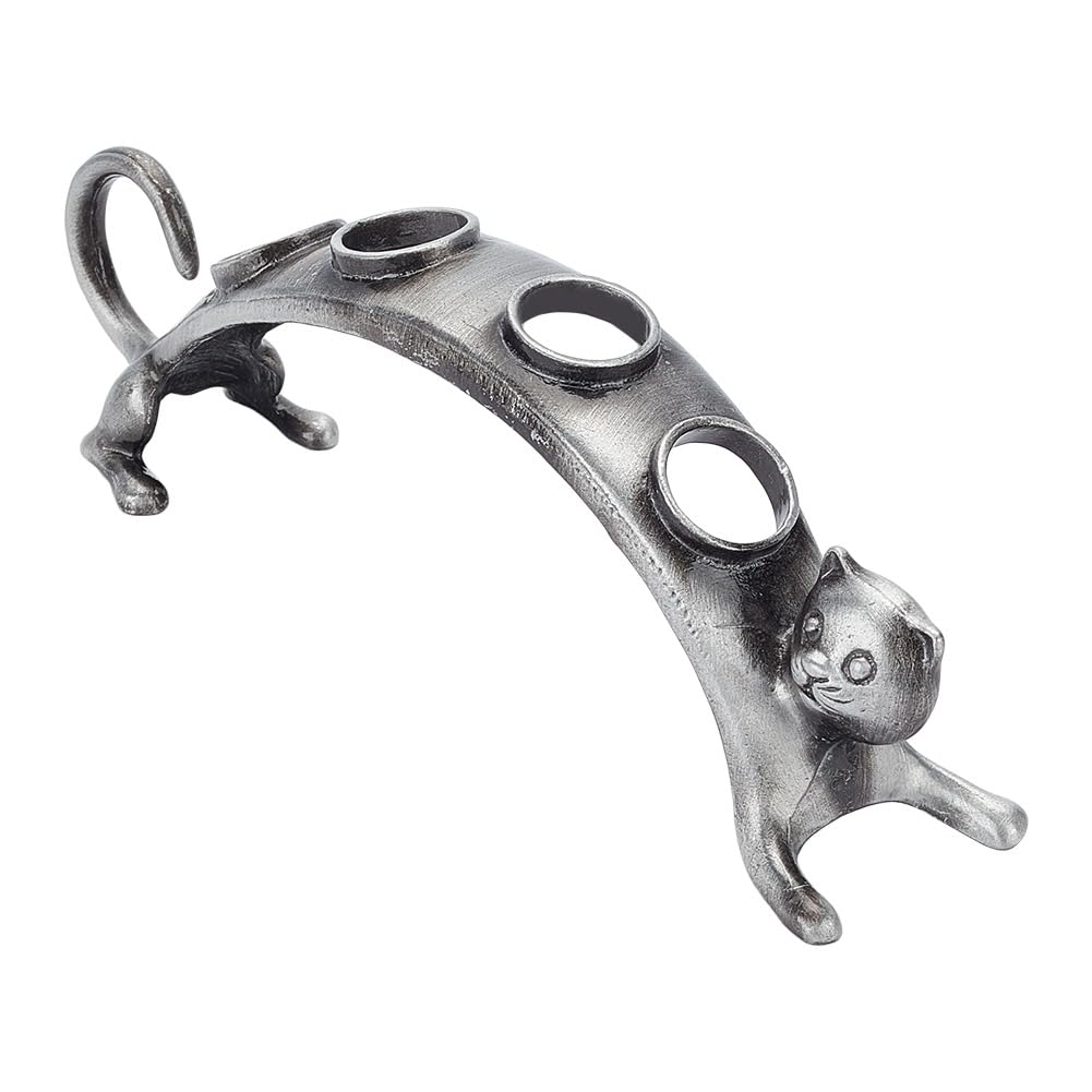 DELORIGIN Wine Stoppers Stand Cat Design 4 Holes Wine Stopper Table Top Display Stand Alloy Wine Stopper Holder Decorative Stoppers Corks Rack Gift for Champagne Topper Wine Accessories