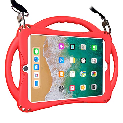 TopEsct iPad 9.7 inch 2018/2017 Kids Case,iPad Air Case, Soft Silicone Childproof Handle Stand Case for iPad 5th Gen(2017),iPad 6th Gen(2018) and iPad Air(iPad 5th/6th,iPad Air, Red)