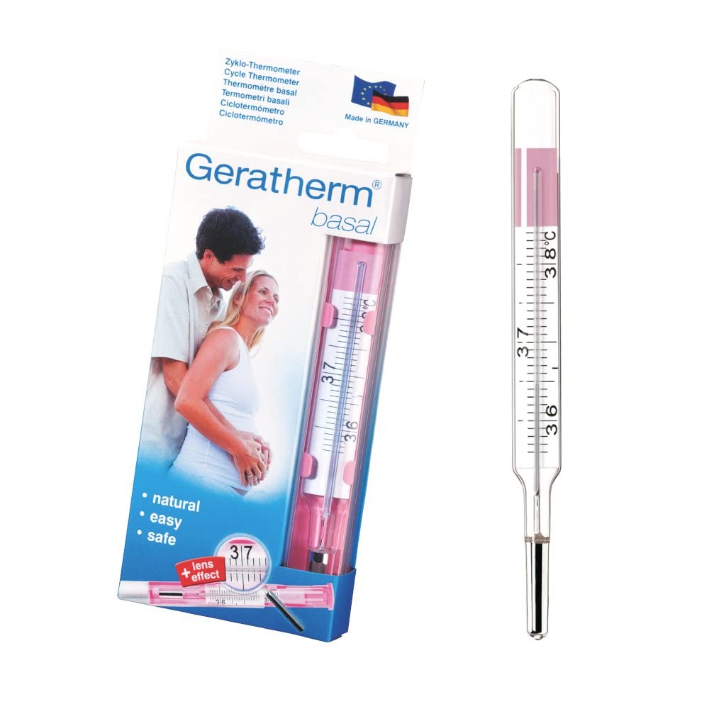 GERATHERM Basal Analogue Thermometer for Cycle Monitoring and Fertility - Includes Evaluation Table - Made in Germany