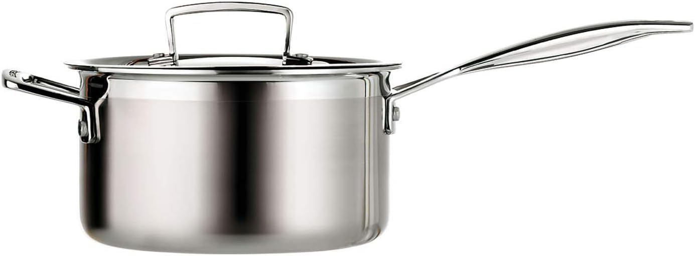 Le Creuset 3-Ply Stainless Steel Saucepan with Lid, 20 x 12.2 cm, 3 Piece, 96209000001000, Silver, Set of 3 - Image 5