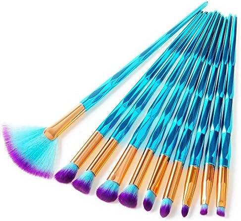 AprFairy 10pcs Makeup Eye Brush Set Stylish Diamond Shaped Handle Professional Make Up Brushes Eyeshadow Eyeliner Eyebrow Kabuki Beauty Kit