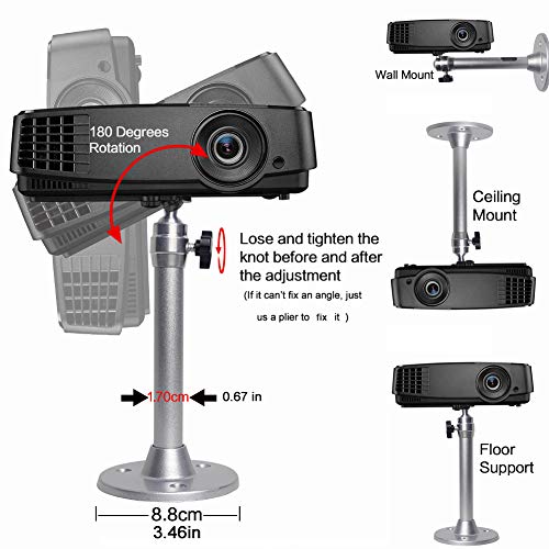 Universal Mini Projector Mounts Drop Ceiling or Wall Mount Length 175 mm / 6.88 in 360° Rotatable