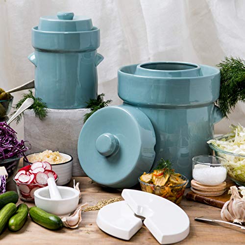 Fermentation Crock Jar Sauerkraut Crock Kimchi and Pickle, 2 Liter (0
