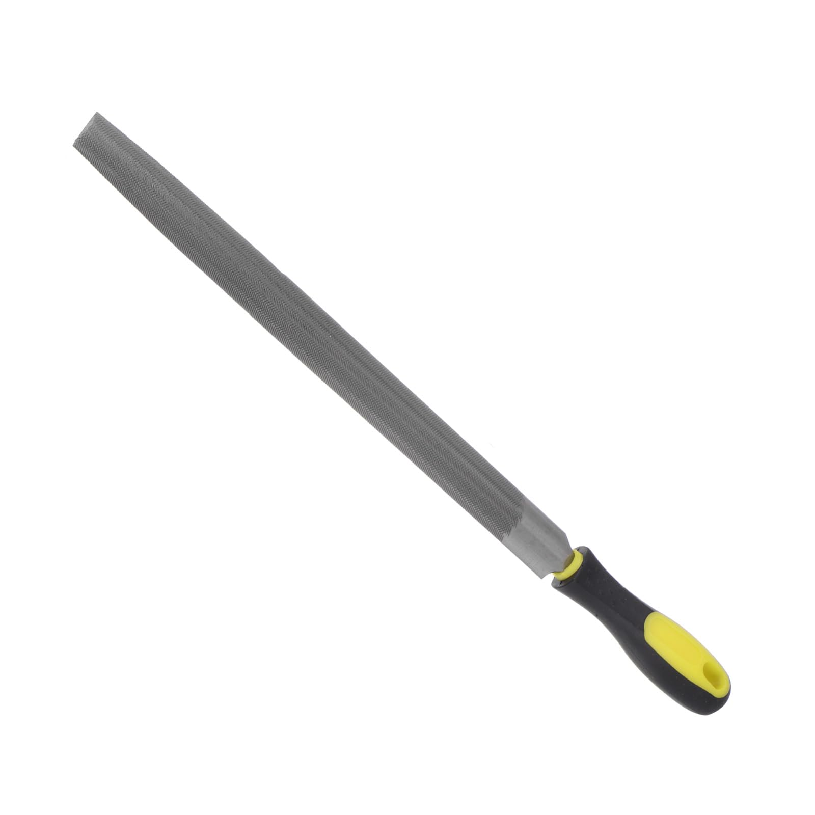 CoCud Metal Half-Round File, 12" Blade Length, High Carbon Hardened Steel Cut Mill Hand Rasp with Non-Slip Handle Yellow - (Applications: for Wood, Metal, Plastic)