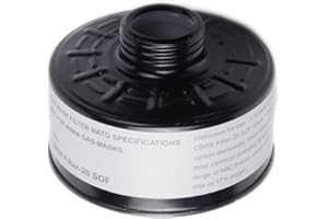 AMZYXUAN NBC Gas Mask Filter, CBRN 40mm Gas Mask Filters for Gas Mask, Single 40mm Activated Carbon Filter for Chemicals, Vapors, Gases, Dust, Industry, 20-Year Shelf Life