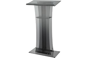 Acrylic Podium Stand, 47'' Tall Portable Transparent Church Pulpits with Storage Shelf, Modern Clear Lectern with Wide Readin