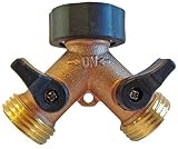 The World's Best 2-Way Garden Hose Y Connector with Shut-off Valves