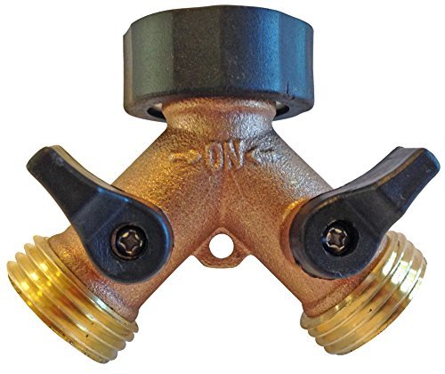 The World's Best 2-Way Garden Hose Y Connector with Shut-off Valves