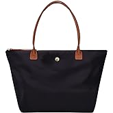 GM LIKKIE Shoulder Tote Bag for Women, Nylon Top-Handle Purse, Foldable Weekend Hobo Handbag (Black2)