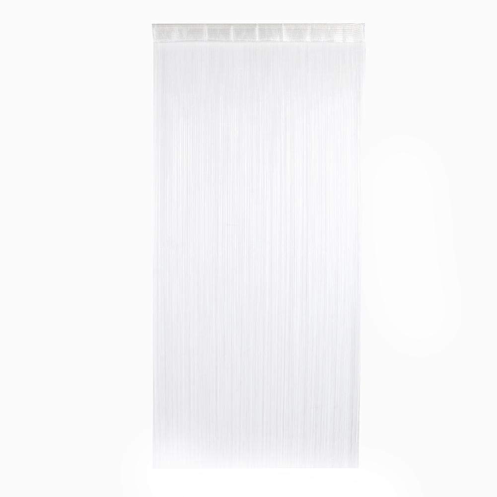 Fditt Yarn curtain elegant separation curtain Living room decorative curtain Door String Curtain Flat Silver Ribbon Thread curtain 100cm×200cm(White)