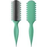 AM8:00 Curl Defining Brush,9 Rows Premium Styling Hairbrush for Curly Hair | Enhances Curls Definition &amp; Separation, (Green)