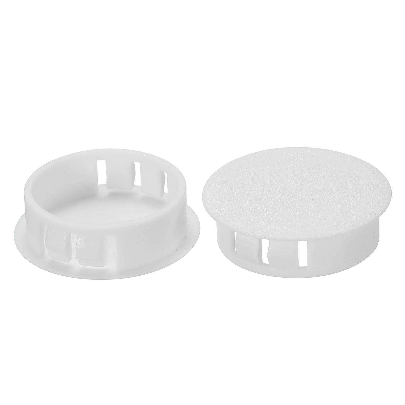 PATIKIL 32mm (1.3") Plastic Hole Plugs, 20Pcs Flush Type Round Hole Plugs Cover Snap in Locking Hole Tube for Table Kitchen Cabinet Furniture, White