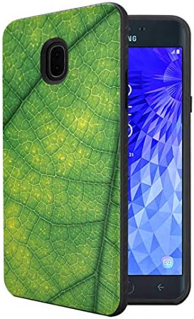 Moriko Compatible with Samsung Galaxy J7 TOP J7 Refine J7 Star J7 Crown Aero Aura Eon [Slim Hybrid Shockproof Protective Phone Case Black Cover] for J7 2018 J7V (Green Leaf Veins)