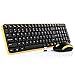 Wireless Keyboard and Mouse - Jelly Comb K025 Compact 2.4Ghz Wireless Keyboard Mouse - Whisper Quiet Keyboard and Mouse Combo- Compatible with PC Laptop Windows 7/8/10-Updated (Yellow)