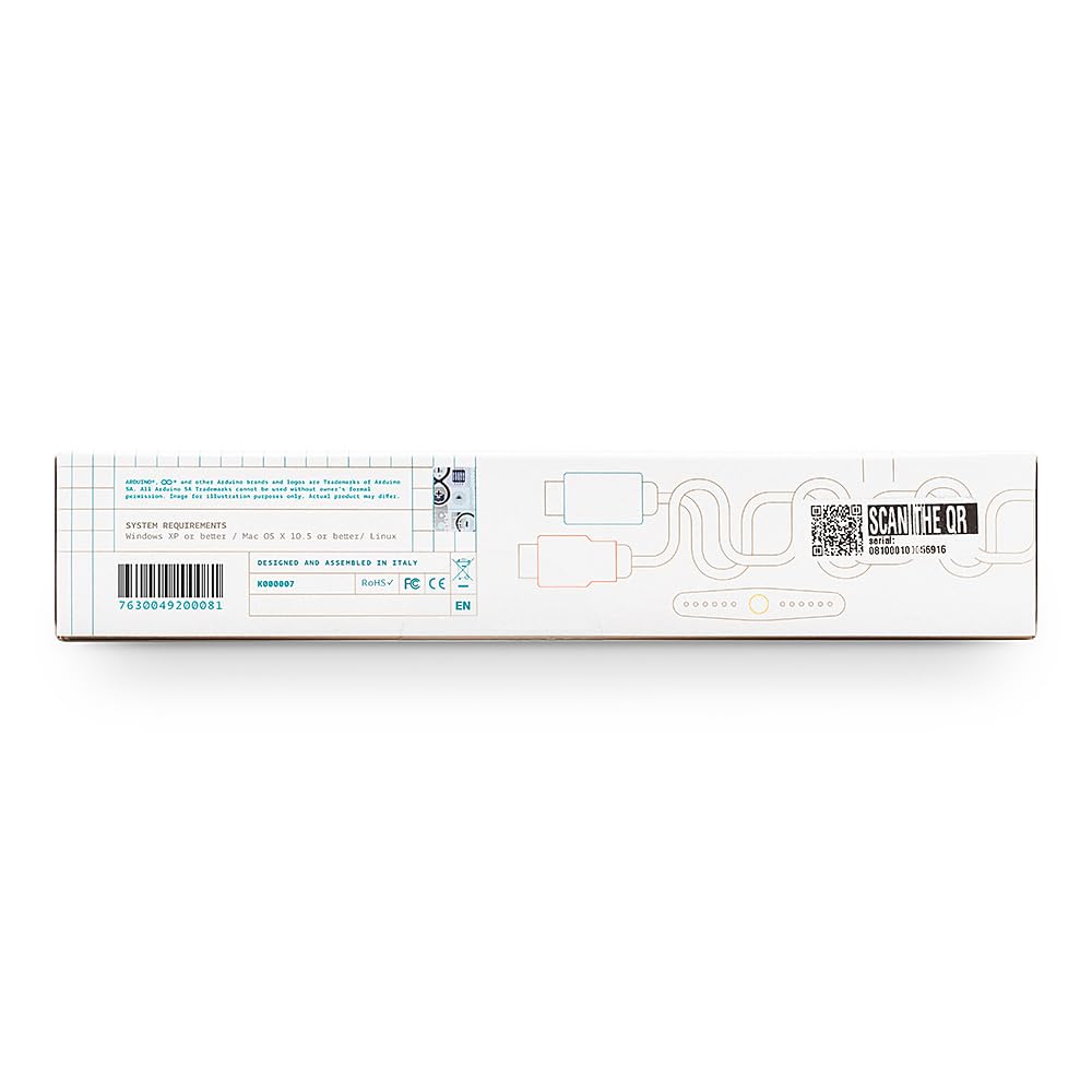 Official Arduino Starter Kit [K000007] – 12 DIY Projects with Electronic Components & English Projects Book – Original Kit from Italy