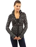 PattyBoutik Women's Mock Neck Marled Zip Up Cardigan