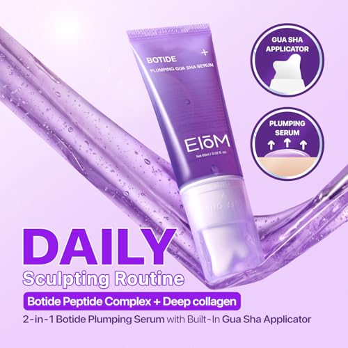 Eiom Botide Copper Peptide Sculpting Serum with Built-In Ceramic Gua Sha | 20 Peptides + 8-Type Hyaluronic Acid, Eye Area, Jawline & Neck Firming Care, Retinol-Free Korean Skin Care (2.02 fl oz)