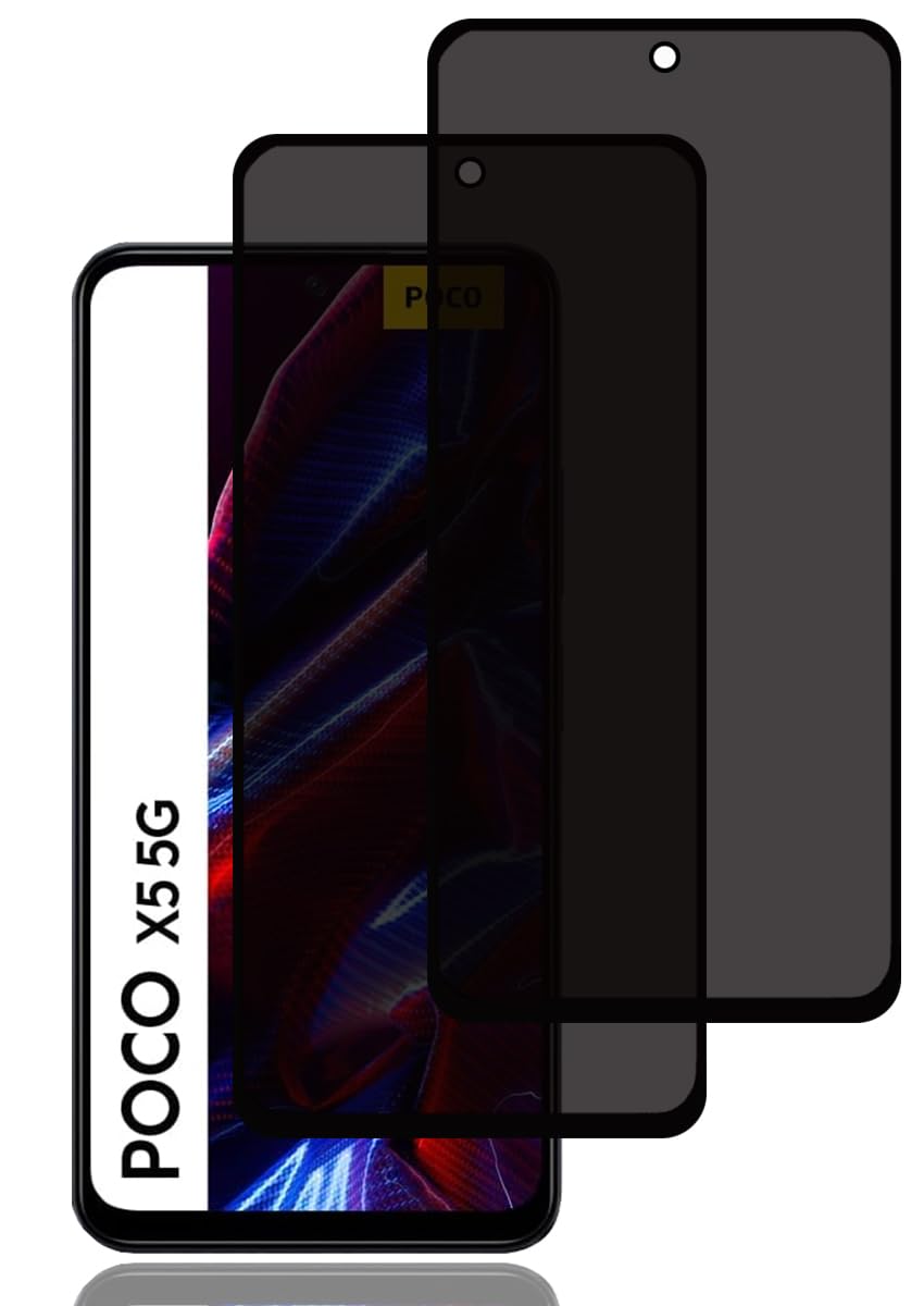 Privacy Screen Protector for Xiaomi Poco X5 5G [2 Pack], Anti-Spy Tempered Glass Film, 9H Hardness, Anti Scratch, Anti Fingerprint, High Sensitivity, Anti-Spy Screen Protector for Xiaomi Poco X5 5G
