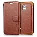 Mulbess Layered Samsung Galaxy S5 Mini Leather Case，Flip Phone Case Wallet with Magnetic Clasp for Samsung Galaxy S5 Mini Cover, Brown
