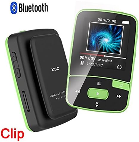 DeeFec Mini Sport Clip Bluetooth MP3 Player 8GB for Running with Clip FM Radio Voice Recorder Lossless Sound Portable Music Player-Expandable Micro SD Card to 64GB + Free Sport Armband (Green)
