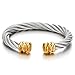 COOLSTEELANDBEYOND Mens Womens Large Elastic Adjustable Steel Twisted Cable Cuff Bangle Bracelet Silver Gold Two-Tone