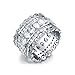Serend Vintage Style Cubic Zirconia Wide Band Statement Cocktail Ring 18k White Gold Plated Jewelry, Size 8