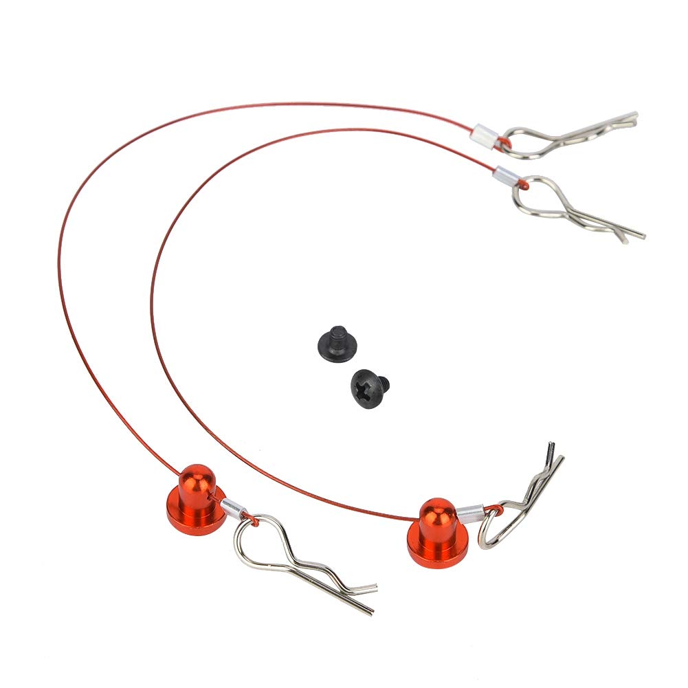 VGEBY RC Car Shell Wire Clip, Anti Lost Body Shell Wire Clip Pin with Screw Retainer Car Model Accessories for 1/10 RC Car (Red)