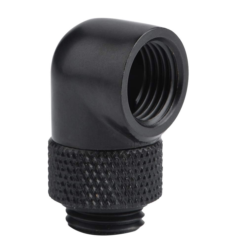 90 Degree Elbow Connector for PC Water Cooling with G1/4 Thread, Black