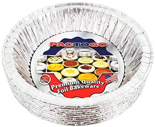 PACTOGO Disposable Aluminum 5 3/4" Meat Pot Pie Extra Deep Pan Baking Tin (Pack of 25)