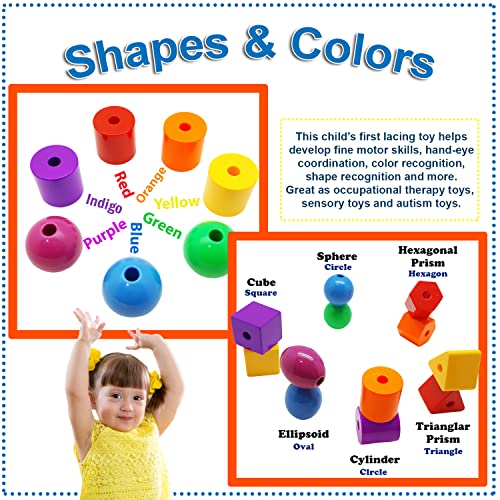Skoolzy Jumbo Lacing Beads 40 Piece Set Autism Fine Motor Skills