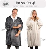 trekki The Big Softy Blanket Hoodie Dark Grey Oversized Sherpa Fleece view 2