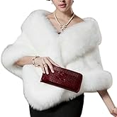 Women's Faux Fur Shawl Soft Versatile Scarf Wrap Shrug Winter Warm Cloak Coat Cape for 1920s Bridal Wedding Evening Dresses