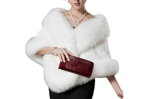 CAISTRE Women's Faux Fur Shawl Soft Versatile Scarf Wrap Shrug Winter Warm Cloak Coat Cape for 1920s Bridal Wedding Evening Dresses