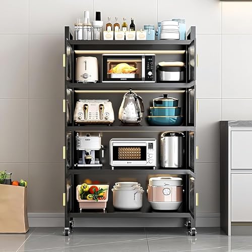Vabches Alacenas para Despensa de 5 Niveles, Estante de Cocina con Ruedas Muebles para Cocina, Estante de Horno de microondas Muebles despensa Organizador de Cocina Alacenas (Gris)