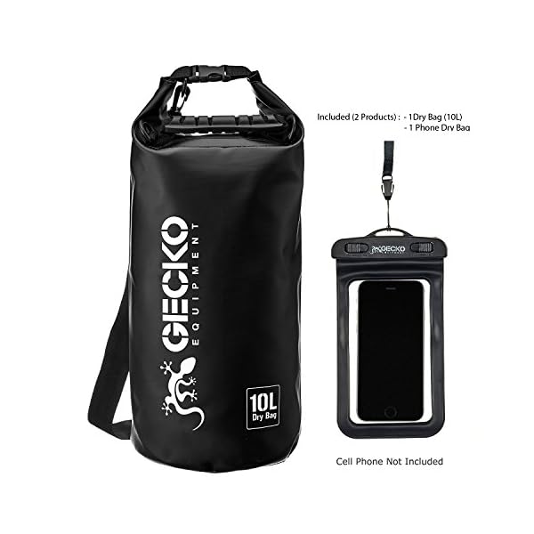 Gecko-Equipment-Waterproof-Dry-Bag-Roll-Top-Dry-Compression-Sack-Designed-to-Keep-Your-Gear-Dry-Include-Phone-Dry-Bag-Perfect-for-Kayaking-Boating-Canoeing-Fishing-Rafting-Beach-and-Camping