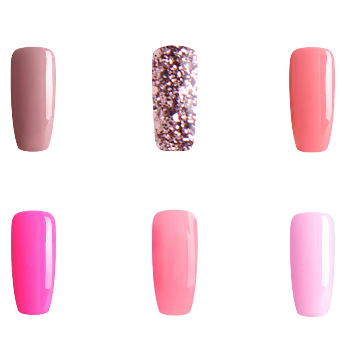 BLUESKY Gel Polish, Pink Set, Pink, Nude, Neon, Glitter, Shimmer (Requires Curing Under Uv/Led Lamp), 10 ml
