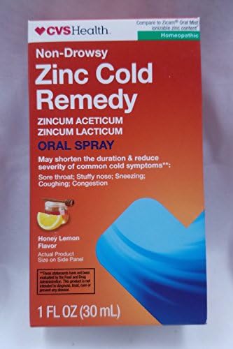 CVS Health Zinc Cold Remedy Non-Drowsy Oral Spray Honey Lemon Flavor 1 FL OZ (30mL)