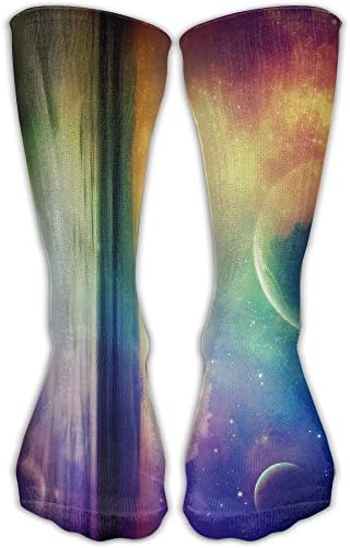 Rainbow Space Cosmos Outdoor Running Long Socks Novelty High Athletic Sock Unisex