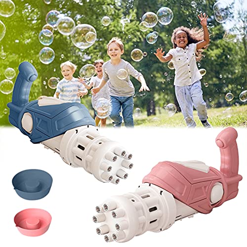 Bubble Machine, Gatling Bubble Machine, 8-Hole Bubble Blower, Automatic Bubble Blowing Machine Electric 40ML (Pink, Without Bubble Water)