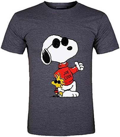 Kamiko Custom Men's Snoopy Joe Cool Funny T-Shirt easy fit Cotton T-shirt Tee gray Small