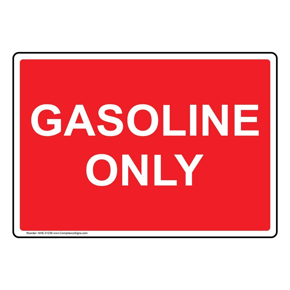 Gasoline Only Label Decal, 7x5 inch Vinyl for Gases by ComplianceSigns