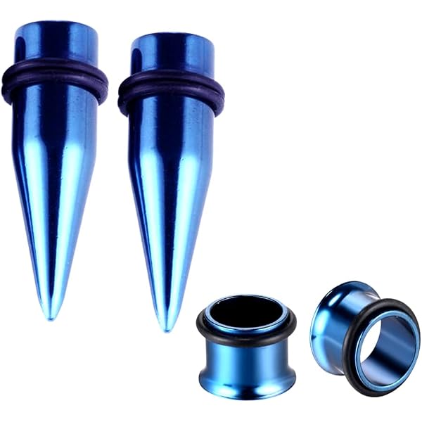 HEKEUOR 4 Piece 316l Steel Tapers and Tunnels Ear Stretching Kit Gauges Gauging