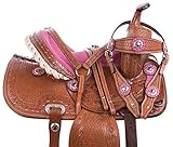 AceRugs 10 12 13 Pink Crystal Premium Leather Western Pleasure Trail Show Youth Kids Barrel Racing Pony Horse Saddle TACK Set (12)
