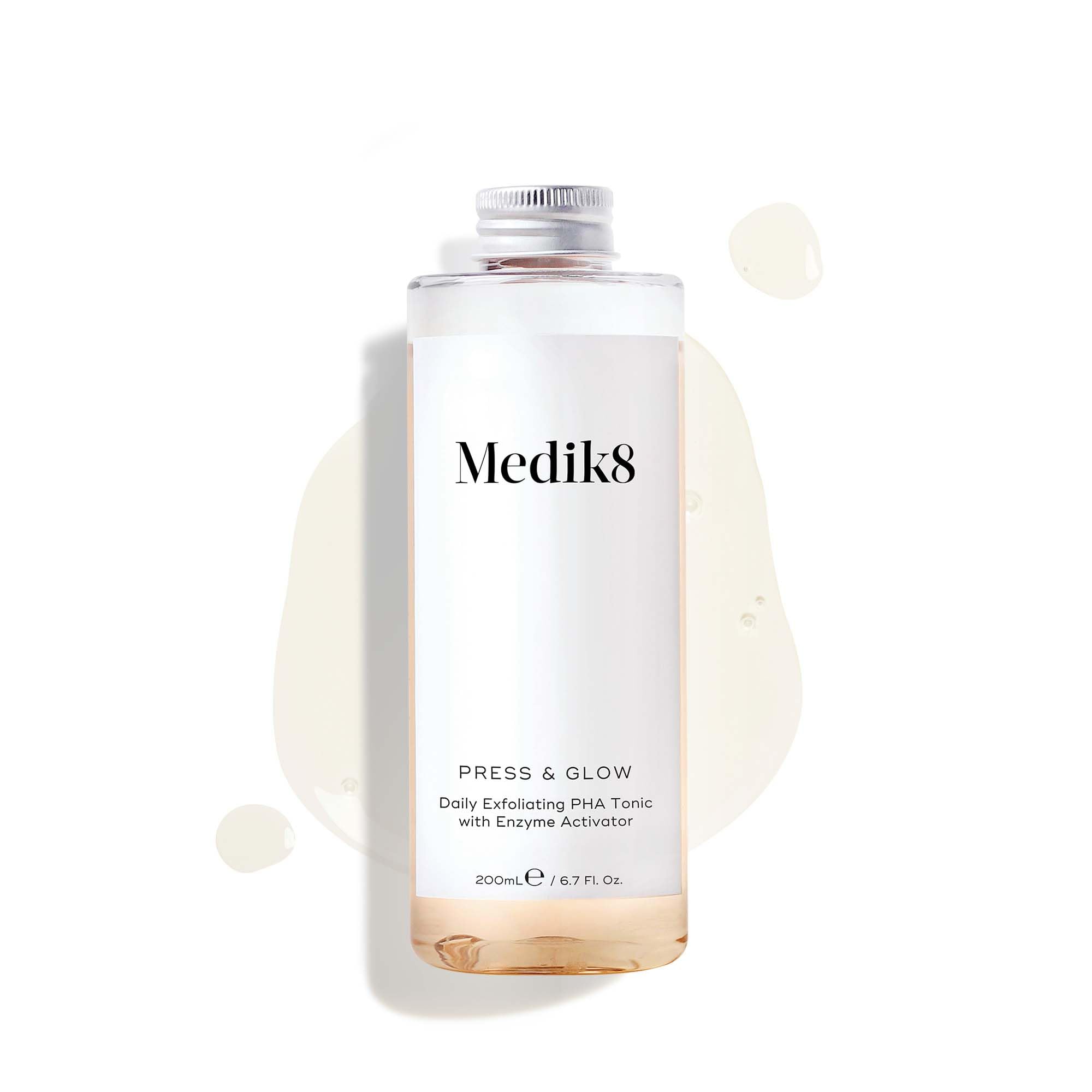 Medik8 Press & Glow Refill - Daily PHA Exfoliating Facial Toner - Smooths Skin Surface & Boosts Radiance - All Skin Types - 200ml