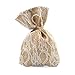 Ella Celebration 25 Burlap and Lace Favor Bags Rustic Wedding or Party Rustic Decorations Set (Large (5.5 Inch), Burlap & Lace)