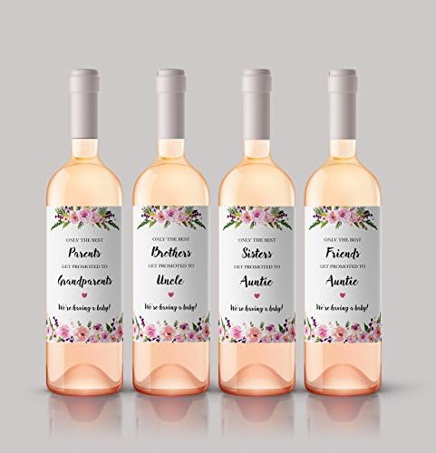 โ SET of 6 โ FAMILY & FRIENDS Pregnancy Announcement Wine Labels: 2 PARENTS Get Promoted to GRANDPARENTS Labels + 1 SISTERS to AUNTIE + 1 BROTHERS to UNCLE + 2 FRIENDS to AUNTIE Labels, A140-2PSBF1-WL