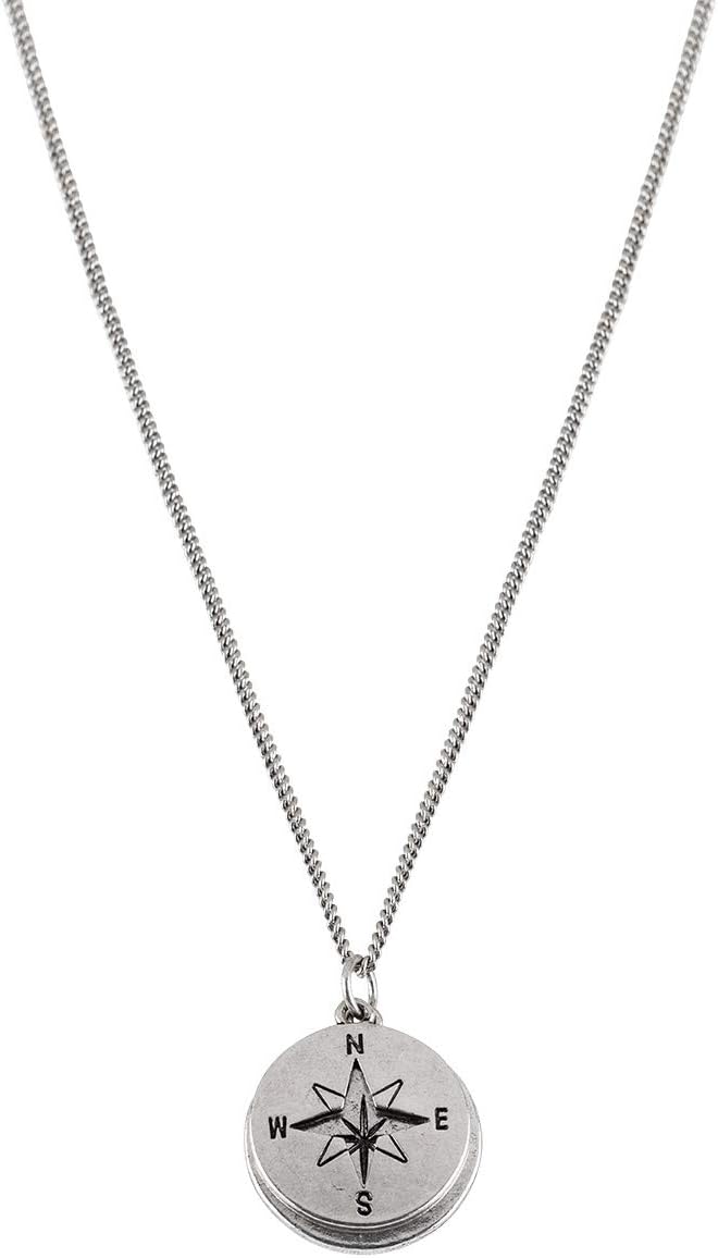 1 pc. of Womens Necklace, Link Chain, Metal Pendant, Star, Compass, Silver (275-883)