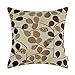 CaliTime Throw Pillow Covers Luxury Chenille Cute Leaves Decorative Cushion Case Shell for Couch Sofa Home 18 X 18 Inches Ecru Brown