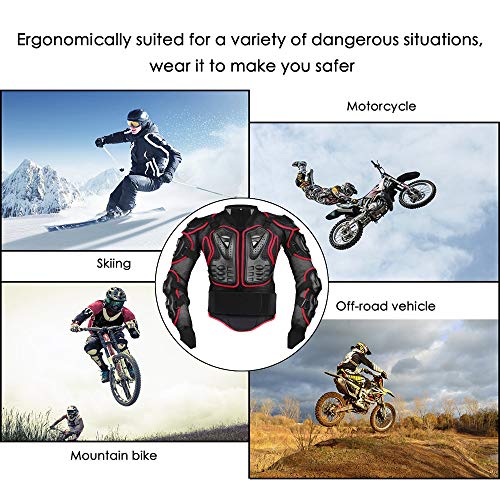 Motorcycle Full Body Armor Protective Gear Jacket Street Motocross ATV Guard MTB Racing Shirt Jacket Protector Pro for Men (Red, XXL)